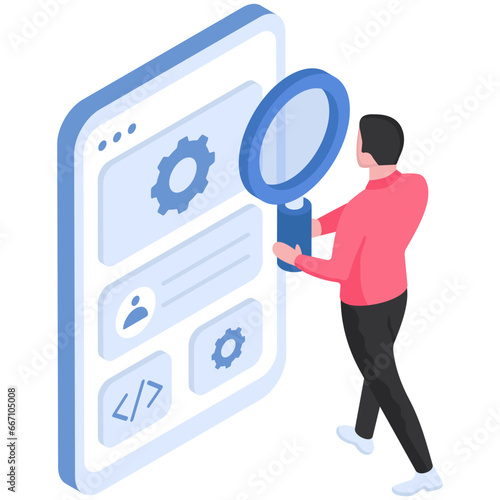 A unique design illustration of app testing