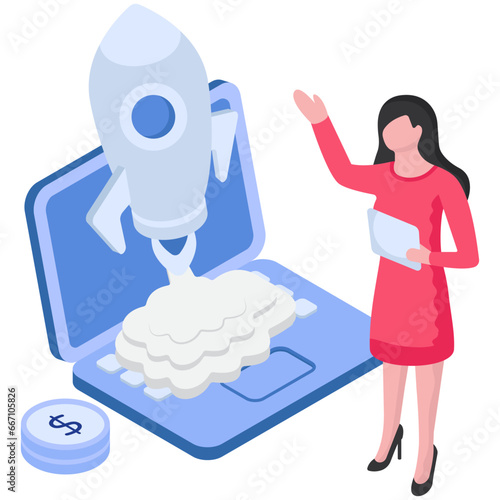 Trendy design illustration of system launch