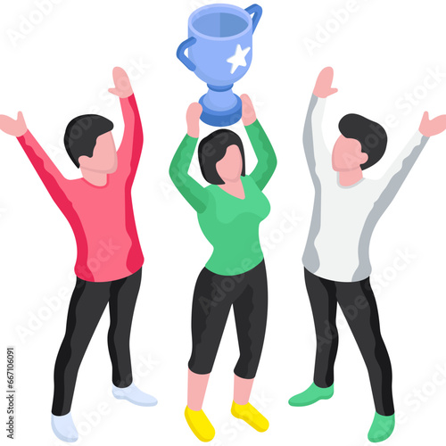 Premium download illustration of team winning