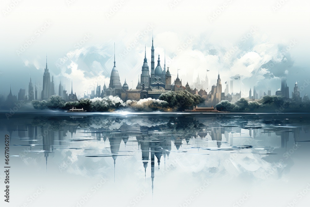 Fototapeta premium panorama of the town