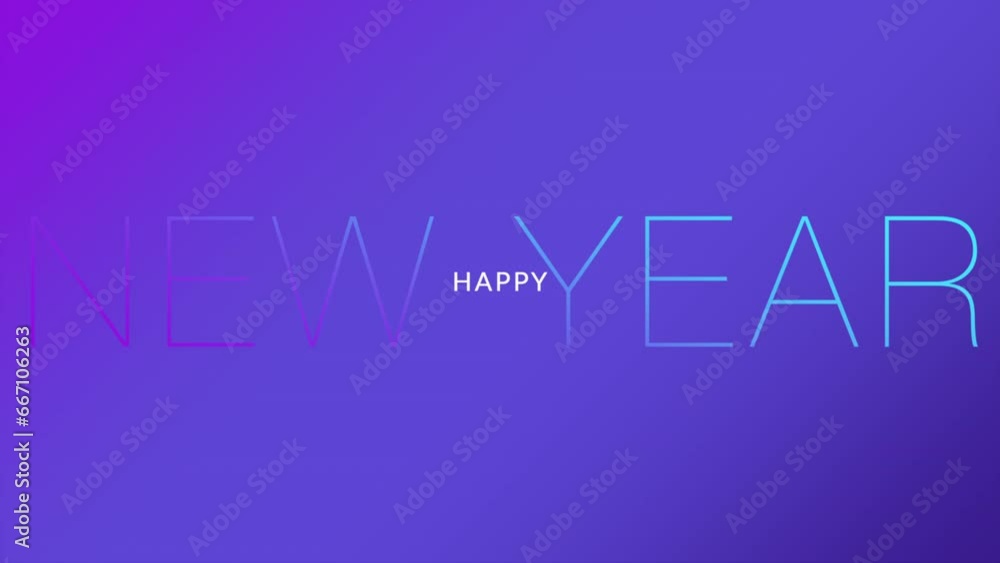 Modern Happy New Year text on purple gradient, motion abstract winter holidays, minimalism and promo style background Modern Happy New Year text on purple gradient, motion abstract winter holidays, minimalism and promo style background