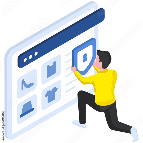 Unique design illustration of secure shopping website