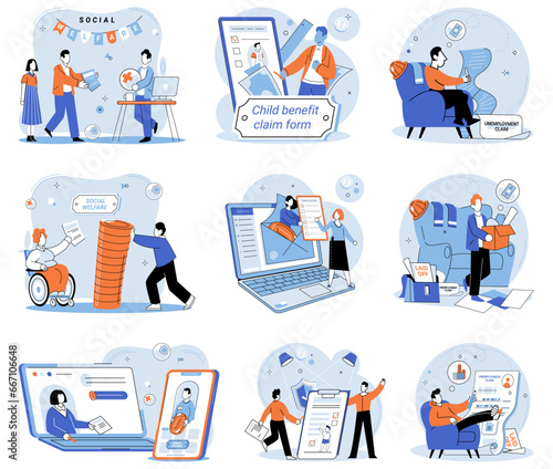 Social security. Vector illustration. Insurance policies offer financial security and protection to individuals Confidence in social security programs encourages individuals to plan for future