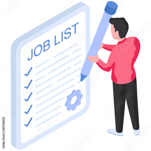 An editable design illustration of job list 
