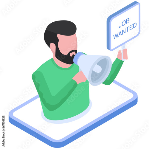 A colored design illustration of job wanted