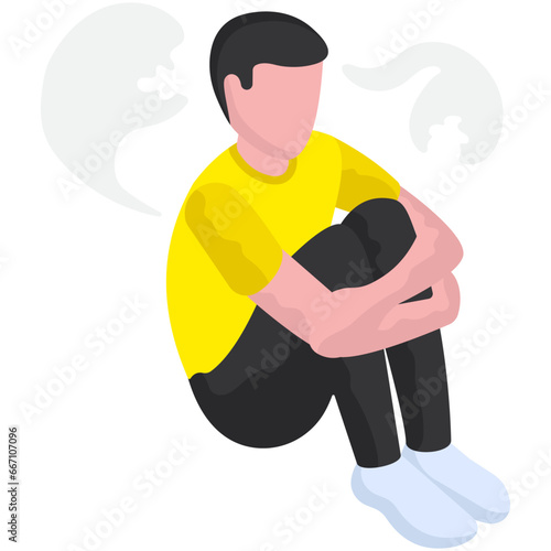 Schizophrenia illustration, editable vector