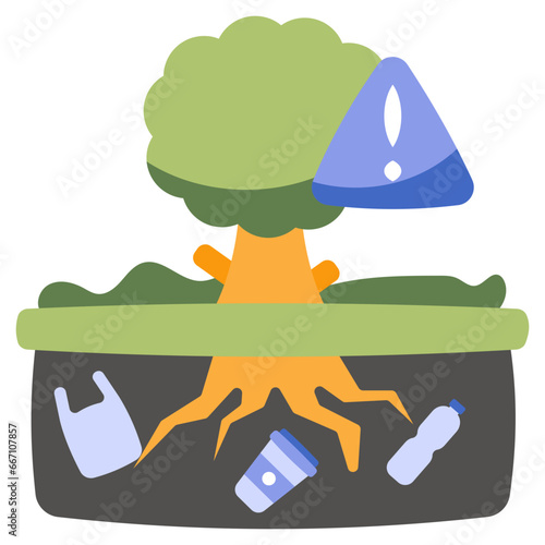 Conceptual flat design icon of forest pollution