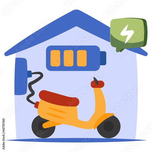 Editable design icon of scooter charging