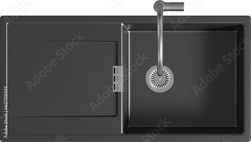 Top view of black kitchen sink