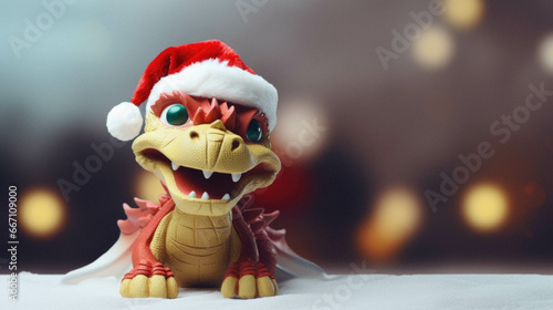 Cute christmas dragon, happy new year symbol, 2024 zodiac chinese year
