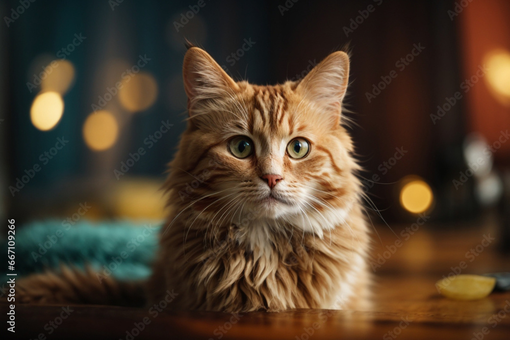 Cute cat with beautiful background creative