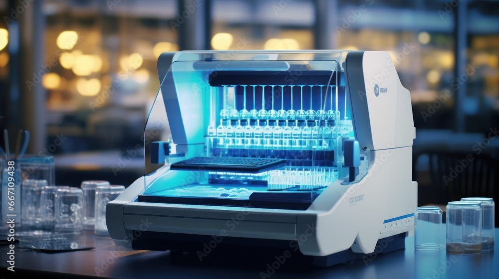 Medical Lab Equipment A Labeled Diagram Of A Polymerase Chain Reaction Pcr Machine Stock