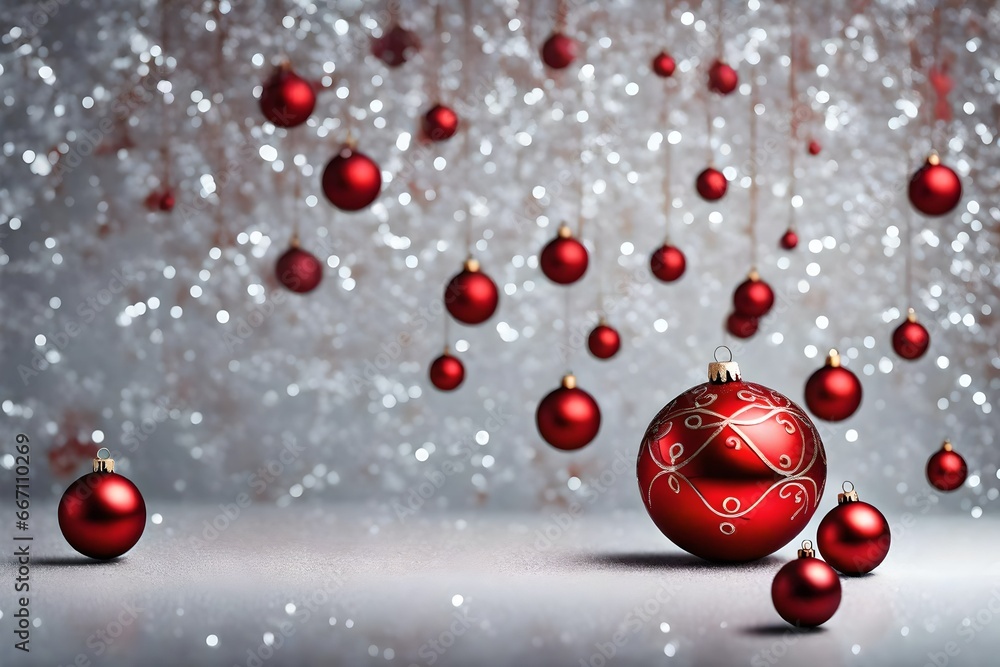 red christmas balls on snow red christmas balls on snow