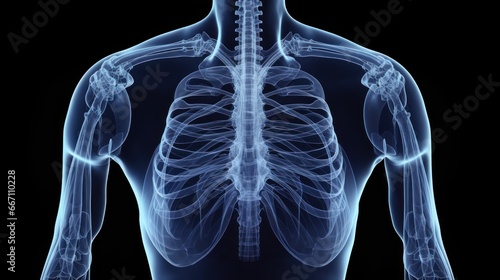 Wallpaper Mural X - ray Imaging: A chest X - ray image indicating the location of a fractured rib. Torontodigital.ca