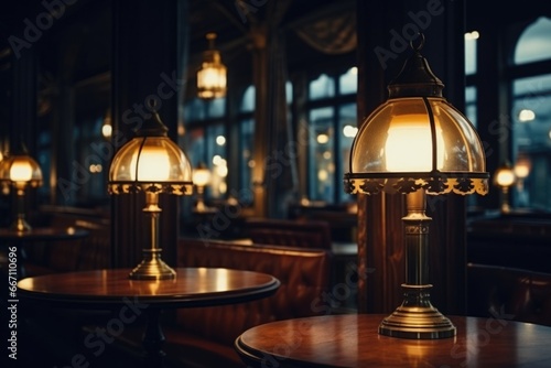 A row of tables with lamps on top of them. Perfect for adding a warm and cozy atmosphere to any space.