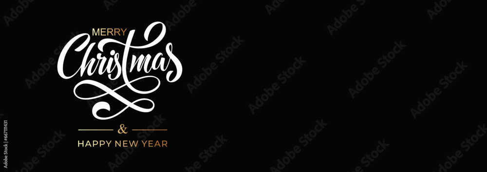 Merry Christmas and Happy New Year hand lettering calligraphy. Vector holiday illustration element. Merry Christmas and Happy New Year hand lettering calligraphy. Vector holiday illustration element.