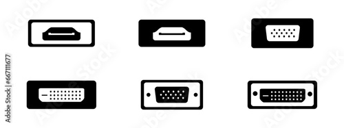 Male-female VGA port, vector icon illustration