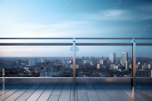 A picturesque view of a cityscape as seen from a balcony. 