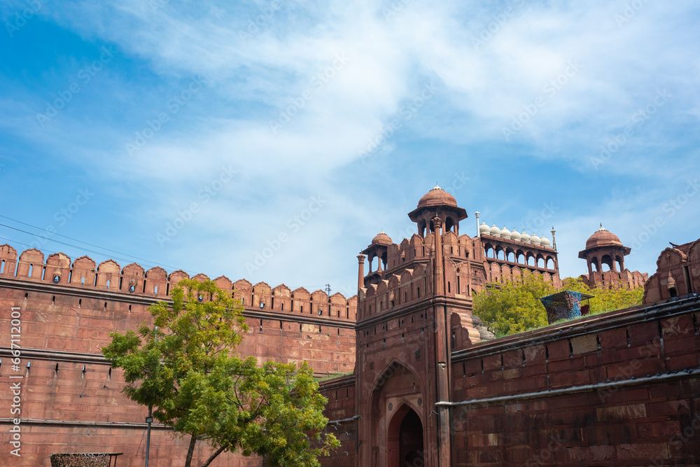 Lal Qila - Red Fort in Delhi, India. UNESCO World Heritage Site