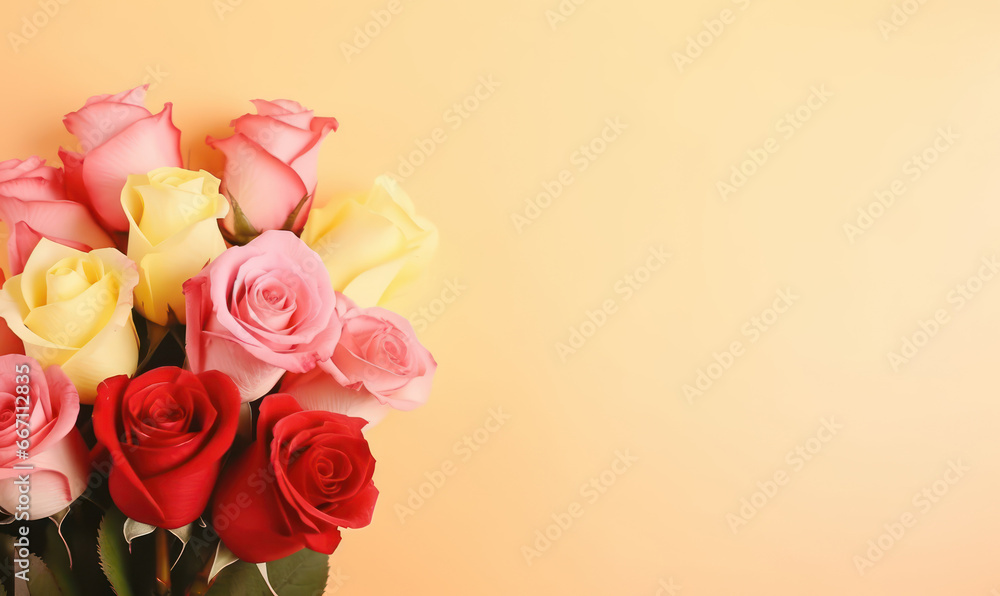 Close-up of a multi-colored rose bouquet. Close-up of a multi-colored rose bouquet.