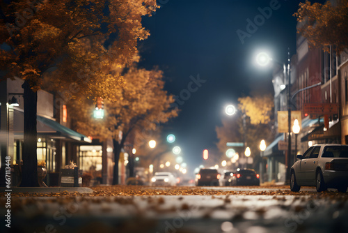 American downtown street view at autumn evening. Neural network generated image. Not based on any actual scene. © lucky pics