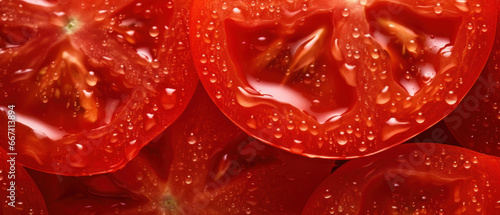 A striking macro capture of a sliced tomato's.