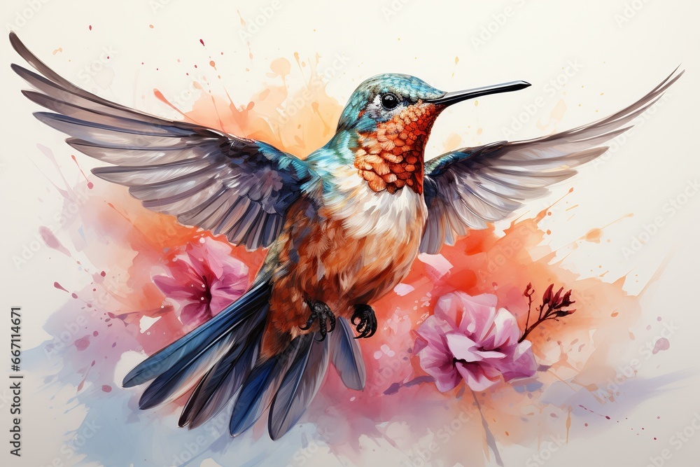 Obraz premium hummingbird and flower