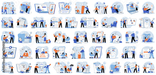 Social insurance. Vector illustration. The social insurance concept promotes idea collective support for all members society Financial security ensures individuals and their assets are protected