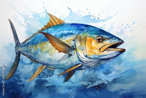 fish on blue background