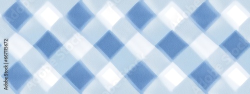 Seamless diagonal gingham checker pattern pastel cobalt blue white. Contemporary light turquoise linen textured diamond background. Baby boy trendy striped checks textile, nursery