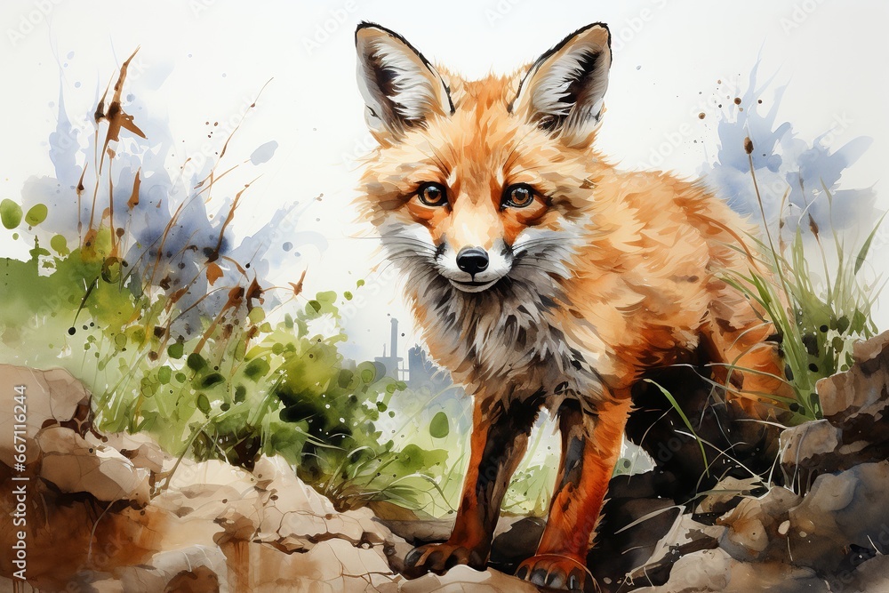 Fototapeta premium red fox in the grass