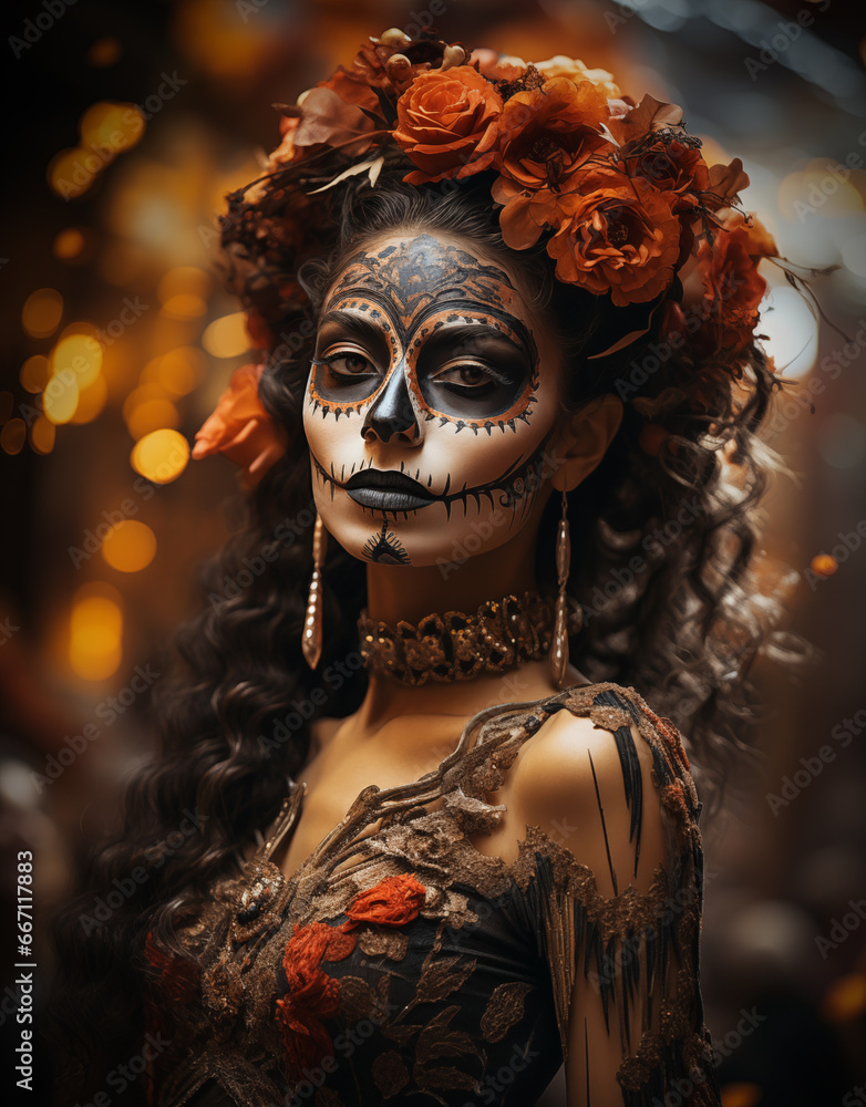 Woman Face Paint Dia De Los Muertos
