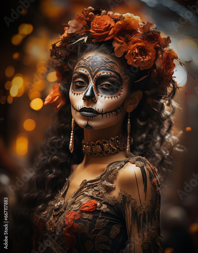 Woman Face Paint Dia De Los Muertos