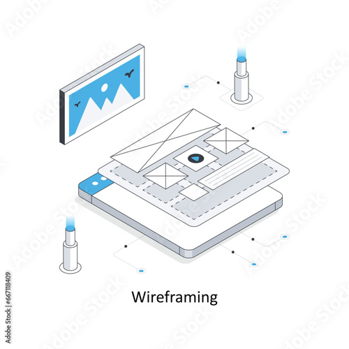 Wireframing isometric stock illustration. EPS File