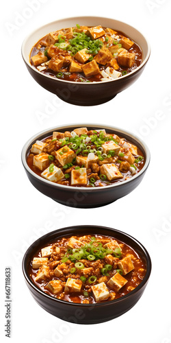 Mapo tofu, top view, transparent background, isolated image, generative AI
