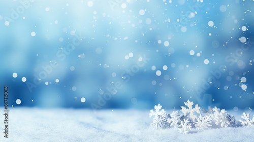  winter wonderland: merry Christmas and happy new year greeting card with snowy bokeh background