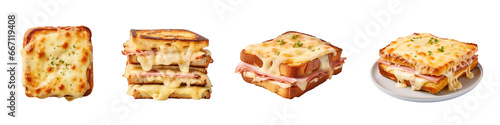Croque Monsieur, transparent background, isolated image, generative AI
