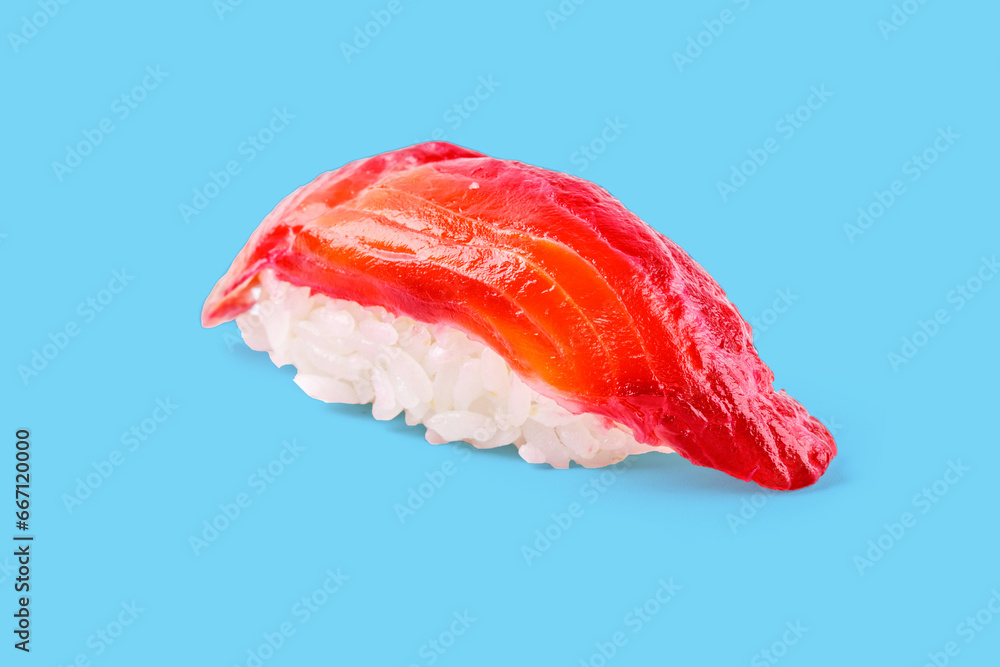 appetizing sushi with smoked salmon on a blue background for a food delivery site 2 appetizing sushi with smoked salmon on a blue background for a food delivery site 2