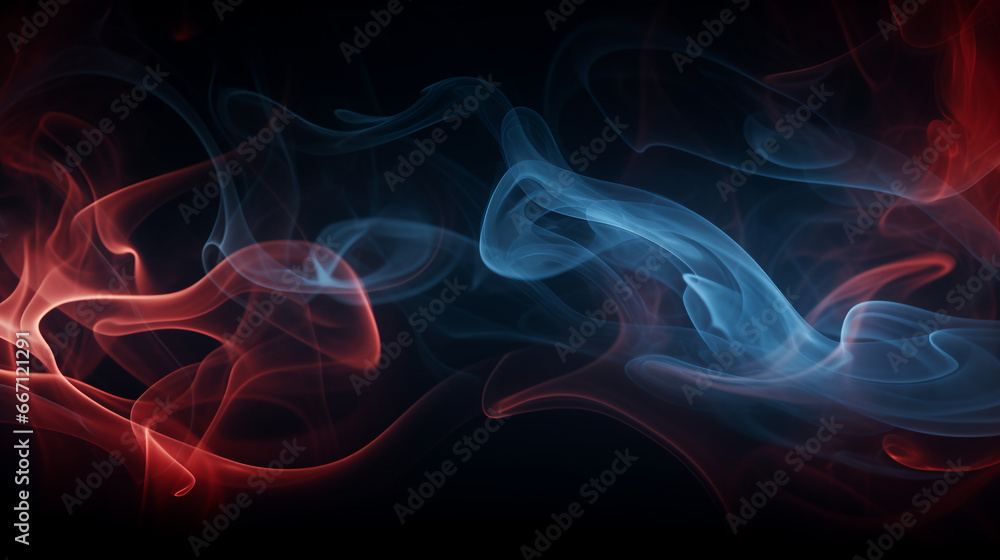 Colorful abstract smoke billows on a dark background, swirling and forming shapes and patterns. The smoke is a variety of colors, including red, pink, blue, and yellow