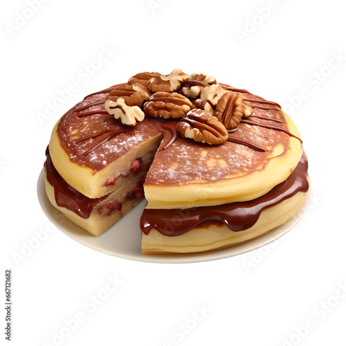 Decadent Surprise: Nutella Stuffed Pancake, Transparent Background