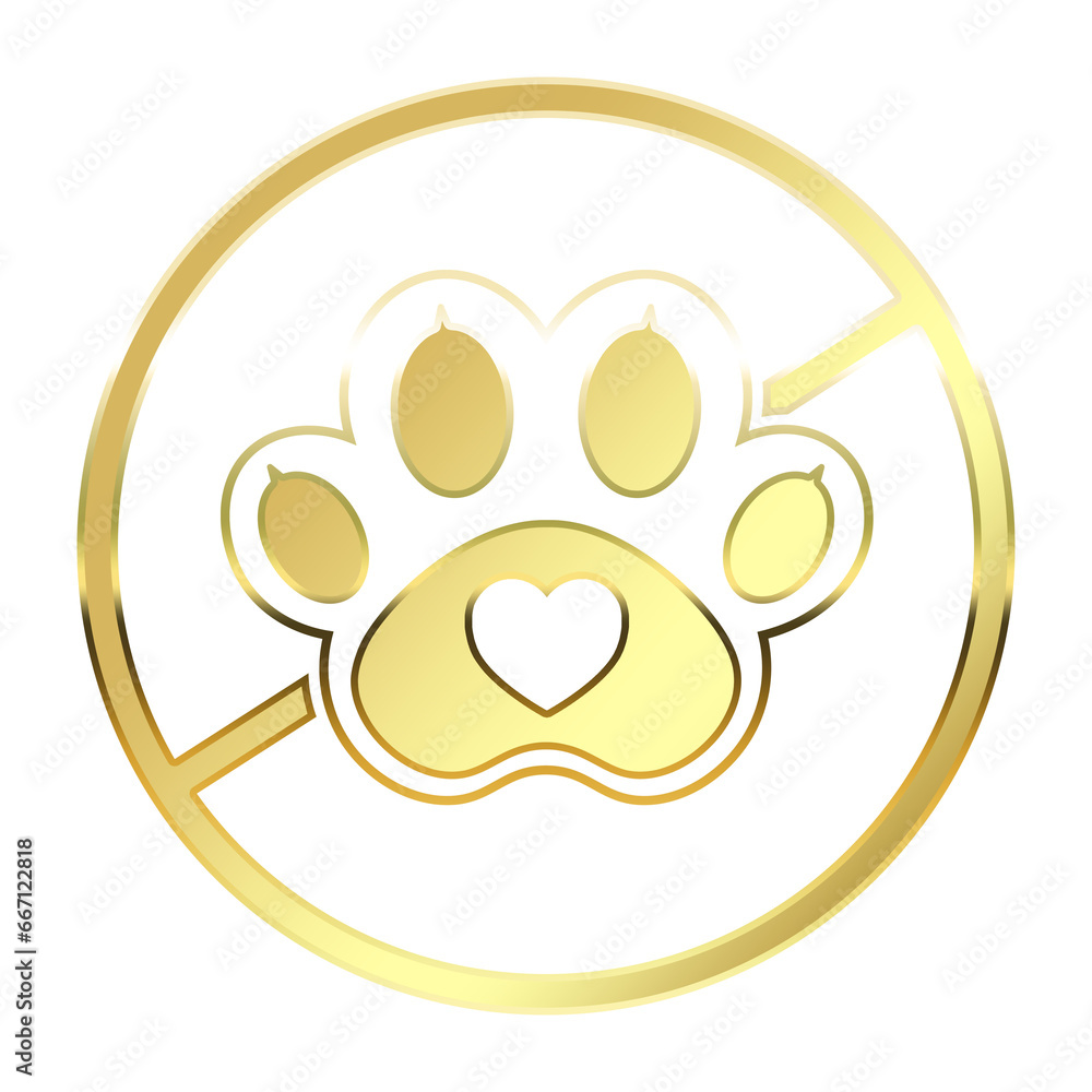 gold do not animal enter and dog paw icon gold do not animal enter and dog paw icon