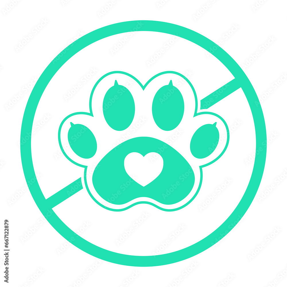 green mint do not animal enter and dog paw icon green mint do not animal enter and dog paw icon