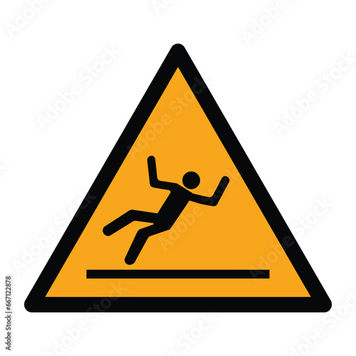 fall hazard sign, slippery wet floor warning