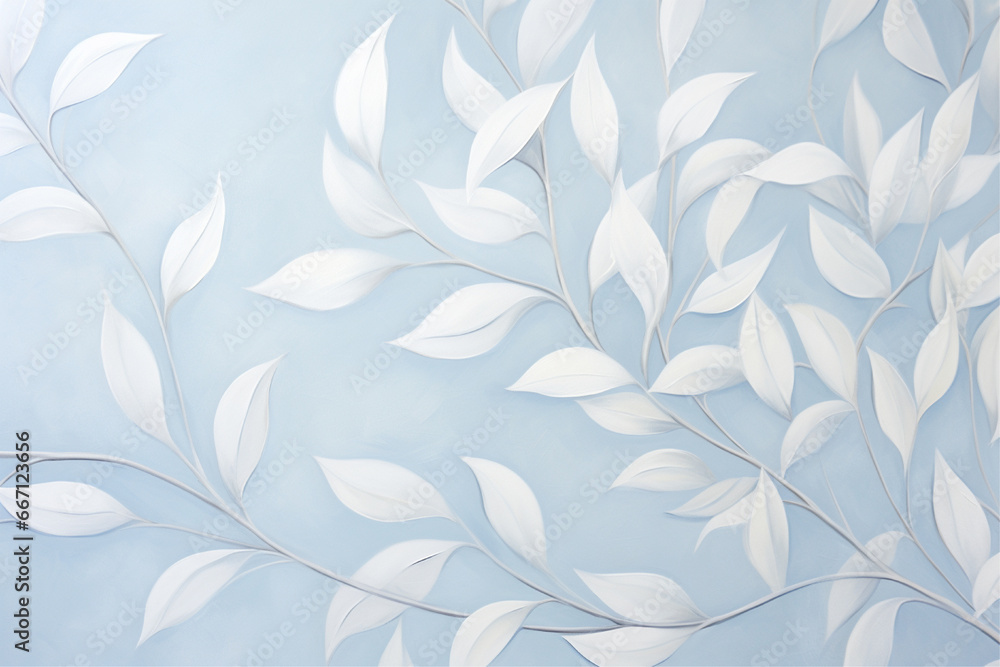design containing white leaves, branches and leaves design containing white leaves, branches and leaves