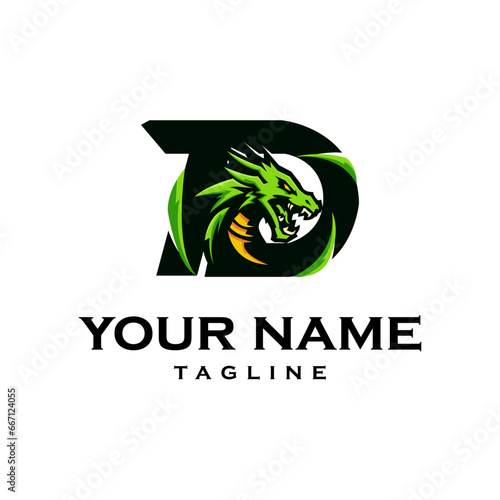 dragon with D letter vector design for esport or other company
