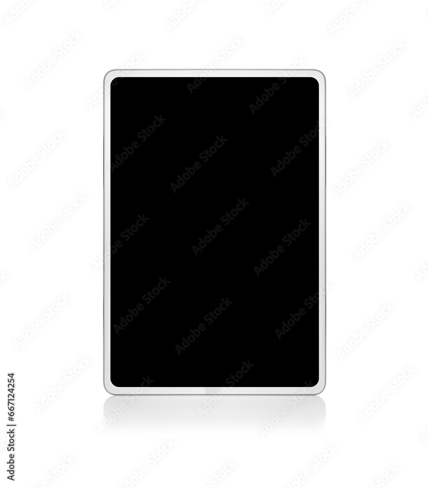 White tablet computer isolated on white background.
