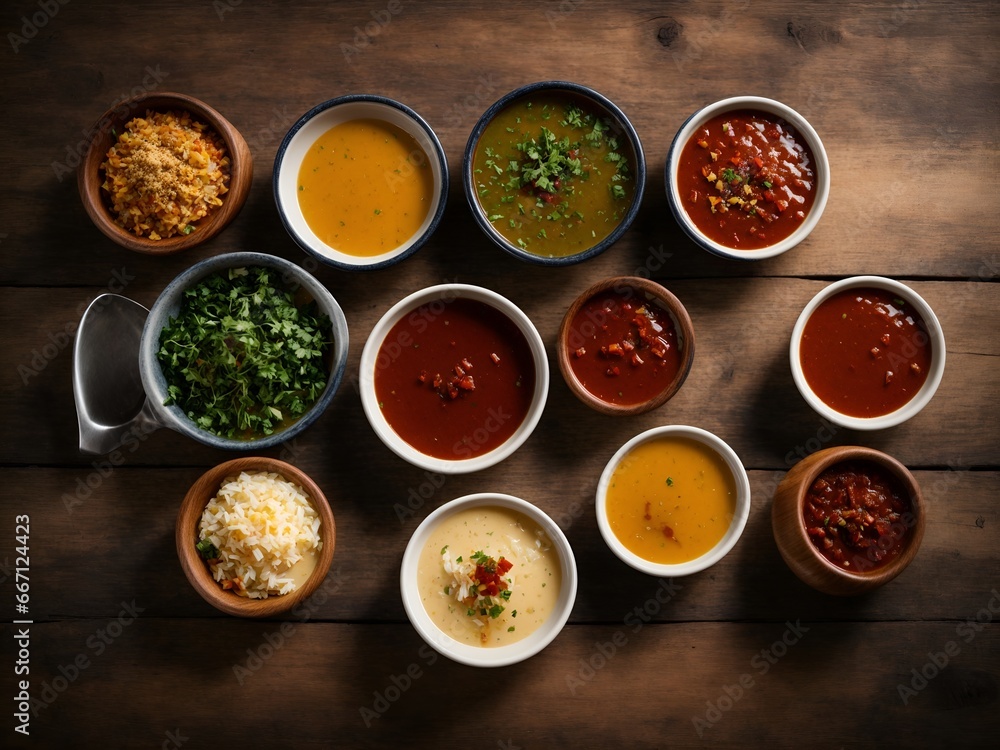 Sauces with different foods Sauces with different foods