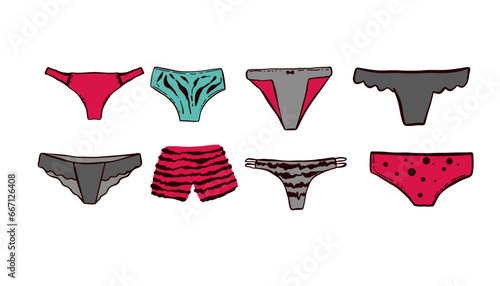 Colorful underpants set. Female pants