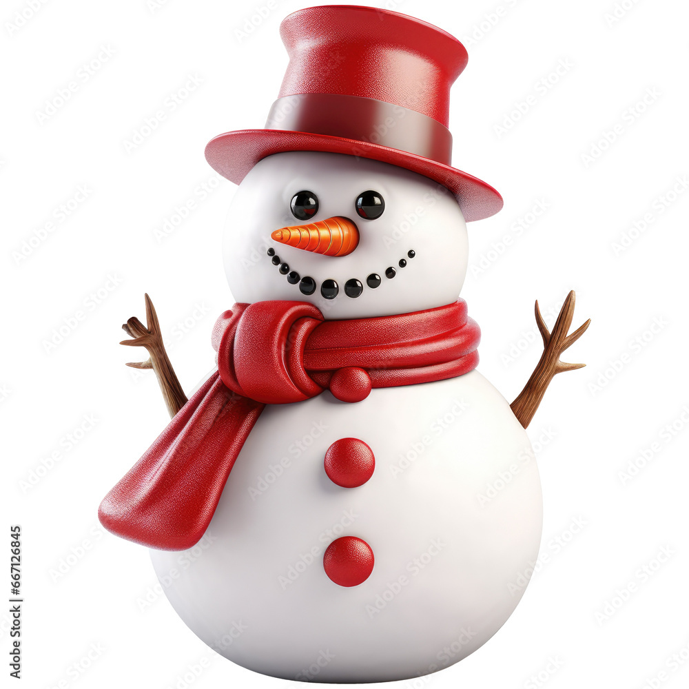 3D snowman christmas, isolated on transparent background 3D snowman christmas, isolated on transparent background