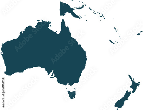 vector map of oceania blue color